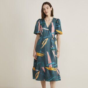 Midi Wrap Puff Sleeve dress